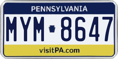 PA license plate MYM8647