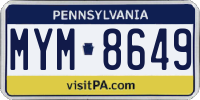 PA license plate MYM8649