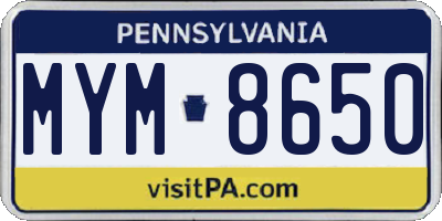 PA license plate MYM8650