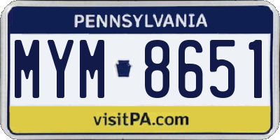 PA license plate MYM8651