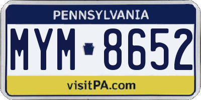 PA license plate MYM8652