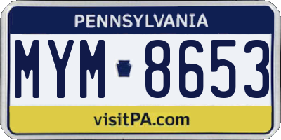 PA license plate MYM8653