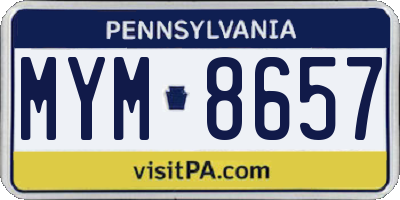 PA license plate MYM8657