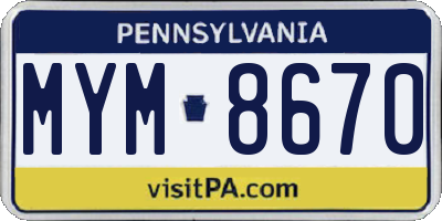 PA license plate MYM8670