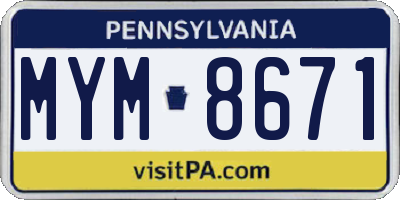 PA license plate MYM8671