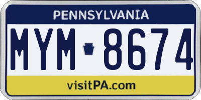 PA license plate MYM8674