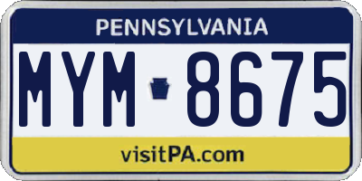 PA license plate MYM8675