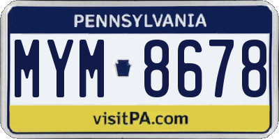 PA license plate MYM8678
