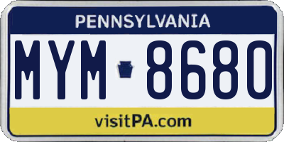 PA license plate MYM8680
