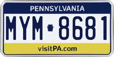 PA license plate MYM8681