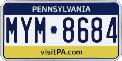PA license plate MYM8684