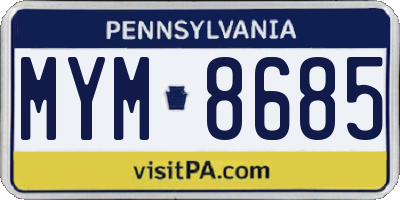 PA license plate MYM8685