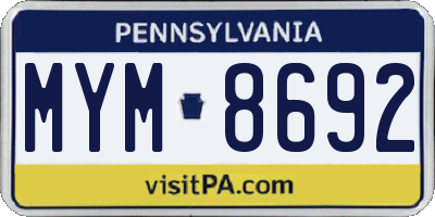PA license plate MYM8692