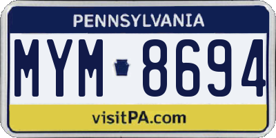 PA license plate MYM8694