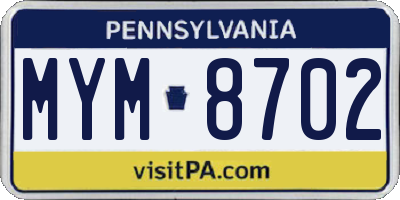 PA license plate MYM8702