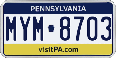 PA license plate MYM8703