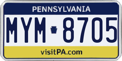 PA license plate MYM8705