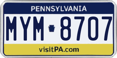 PA license plate MYM8707