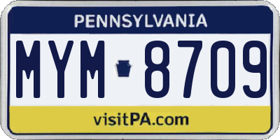 PA license plate MYM8709