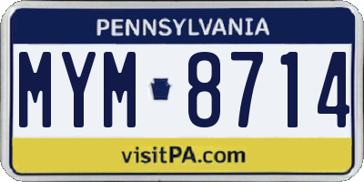 PA license plate MYM8714