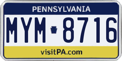 PA license plate MYM8716