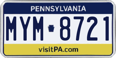 PA license plate MYM8721