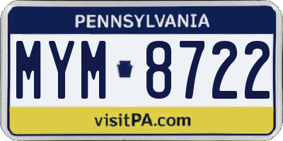 PA license plate MYM8722