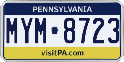 PA license plate MYM8723