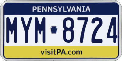 PA license plate MYM8724