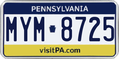 PA license plate MYM8725