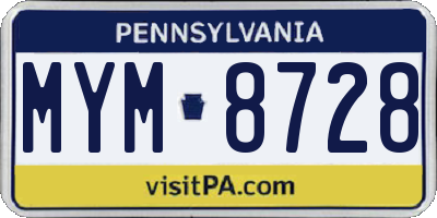 PA license plate MYM8728