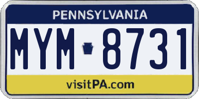 PA license plate MYM8731
