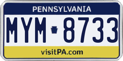 PA license plate MYM8733