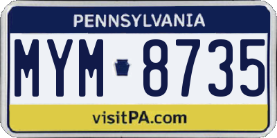 PA license plate MYM8735