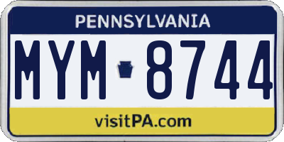 PA license plate MYM8744