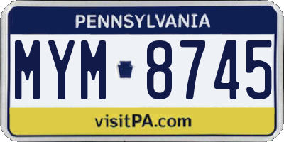 PA license plate MYM8745