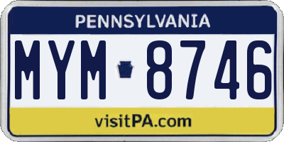 PA license plate MYM8746