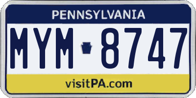 PA license plate MYM8747