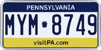 PA license plate MYM8749