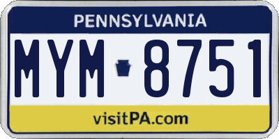 PA license plate MYM8751