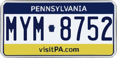 PA license plate MYM8752