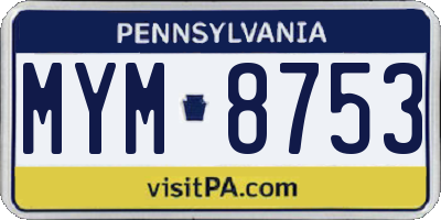 PA license plate MYM8753