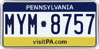 PA license plate MYM8757