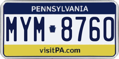PA license plate MYM8760