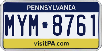 PA license plate MYM8761