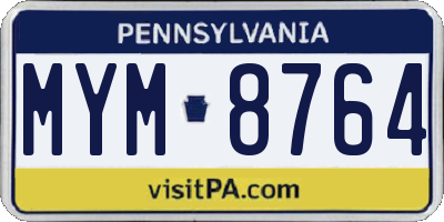 PA license plate MYM8764