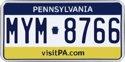 PA license plate MYM8766