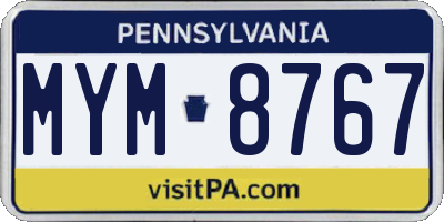 PA license plate MYM8767