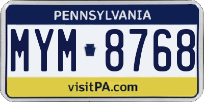 PA license plate MYM8768