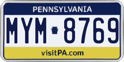 PA license plate MYM8769